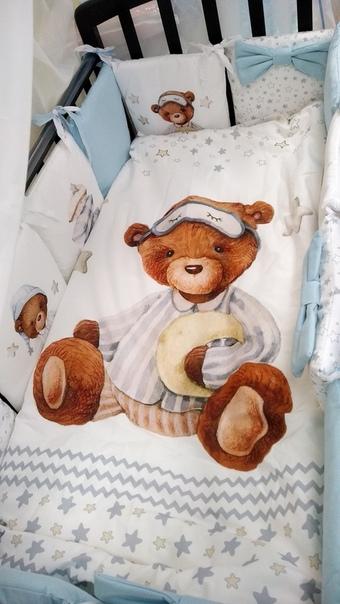 Комплект в детскую кроватку" Мишка в пижаме"